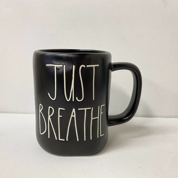 New Rae Dunn Just Breathe Coffee Mug LL Black
